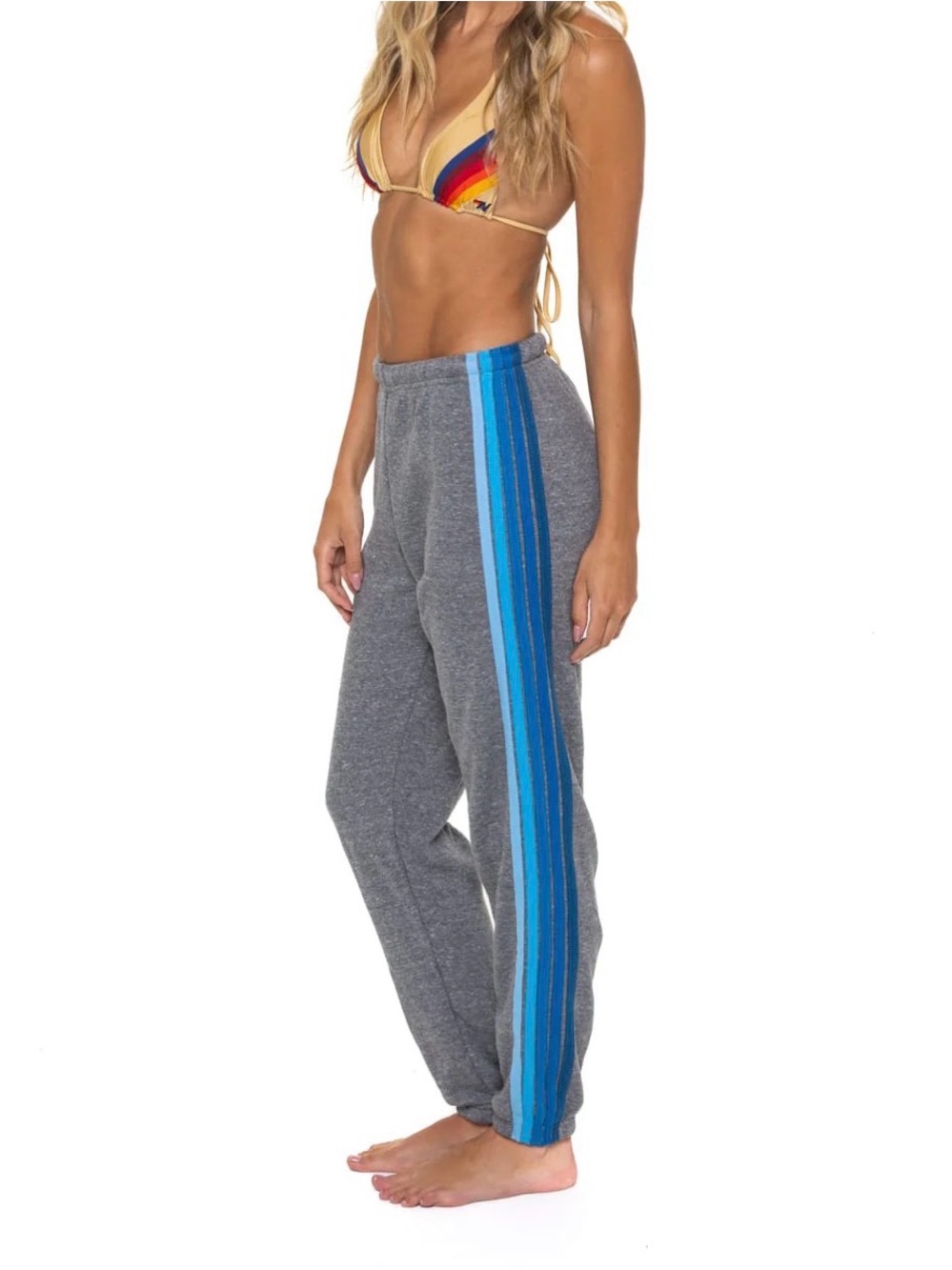 5 Stripe Sweatpants Heather Grey Blue XS | EUC